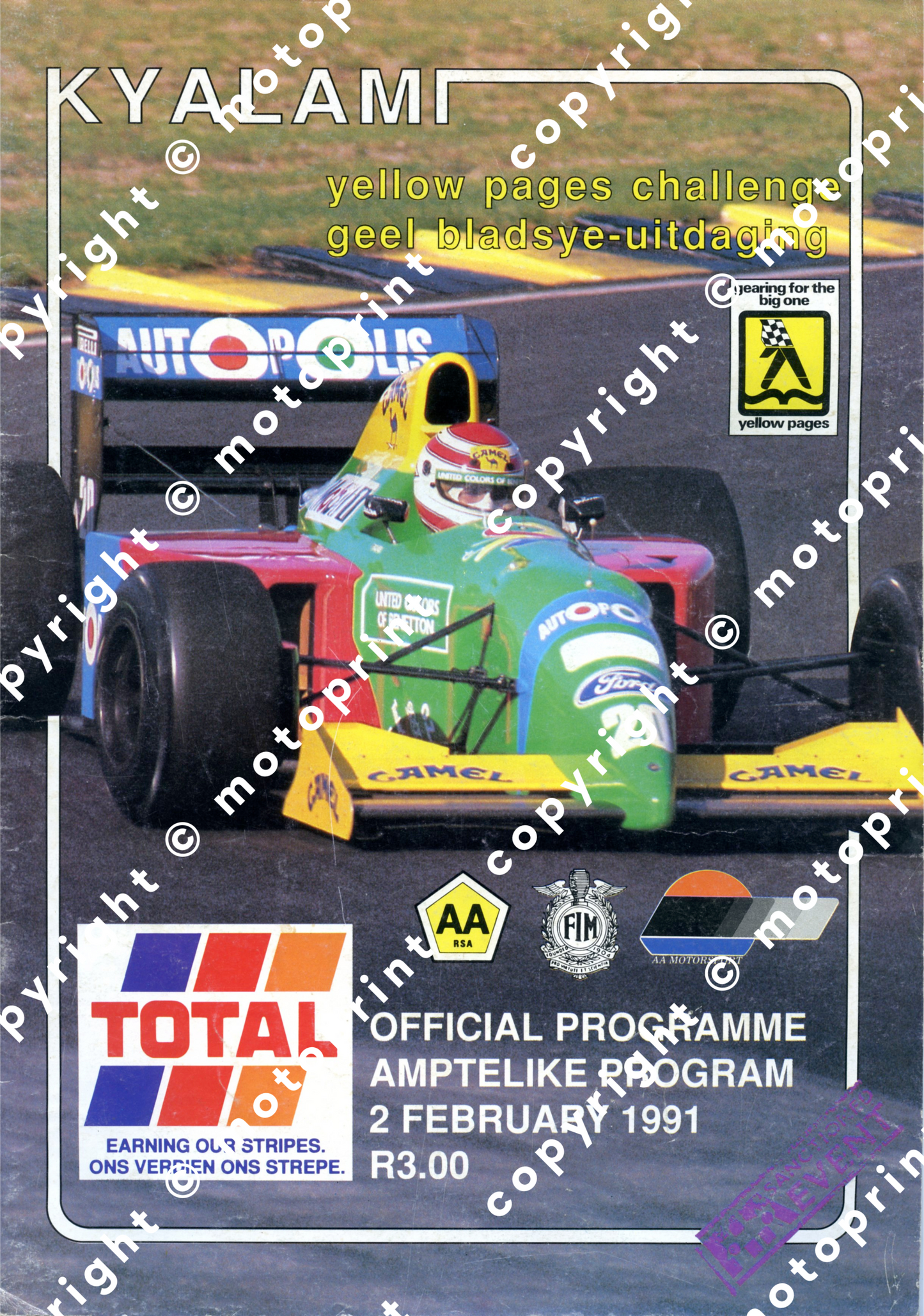 1991 Yellow Pages challenge; map circuit; entry lists motorcycles, Gp N, GTi, Wesbank mod, FF 001.jpg