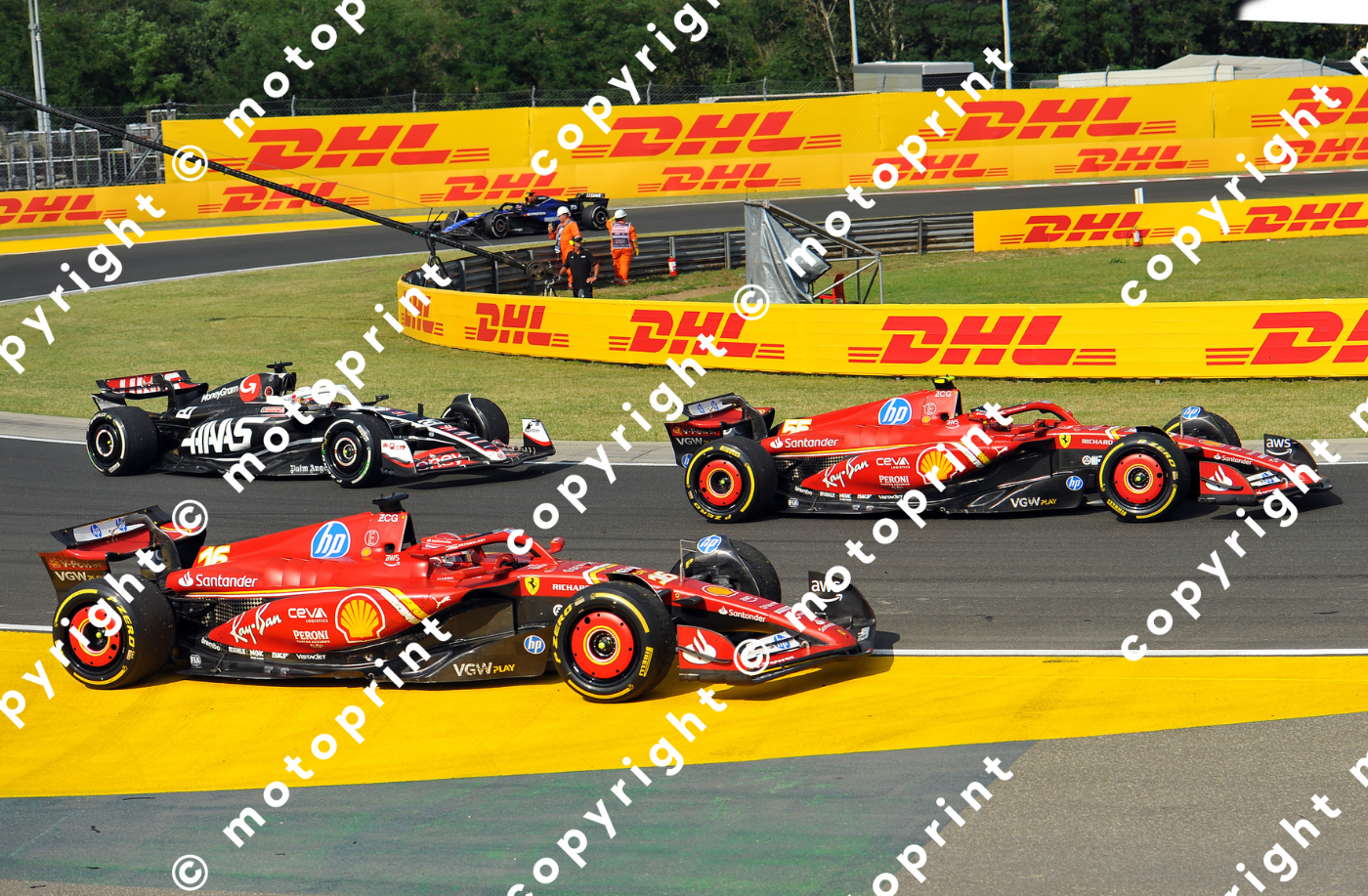 2024 C.Leclerc (16) C Sainz K Magnussen Haas GP Hungary (courtesy Paolo D'Alessio)