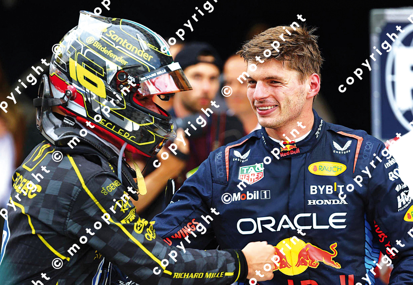 2024 C.Leclerc (16) Italian GP winner;; Verstappen (courtesy Paolo D'Alessio)