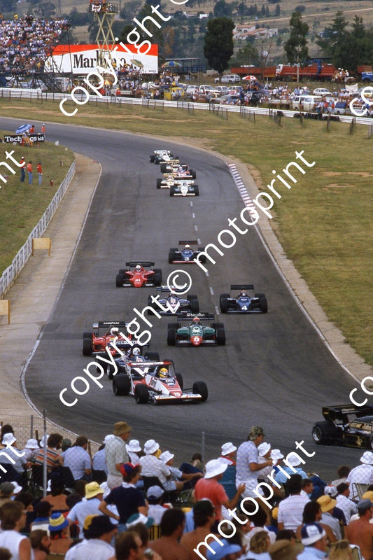 0 group Senna, de Cesaris, ARnoux, Cheever, Hesnault, Bellof (Courtesy Roger Swan)  988