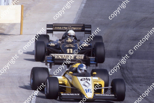 16 Derek Warwick Renault RE50, 11 Elio de Angelis Lotus Renault 95T  (courtesy Roger Swan)