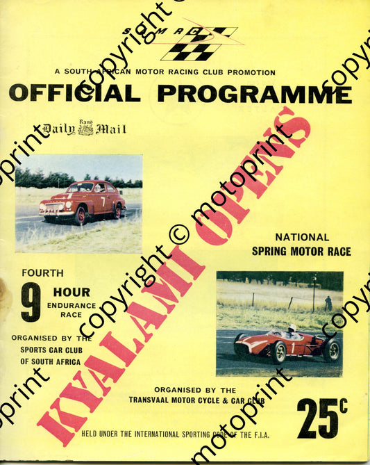 1961 9 hr 001; entry list, car descriptions, national sports car & motorcycle entry lists 001