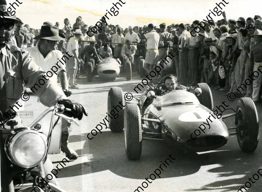 1961 SA GP EL Jim Clark Lotus 21, Stirling Moss Lotus 18-21, Porsche obscured