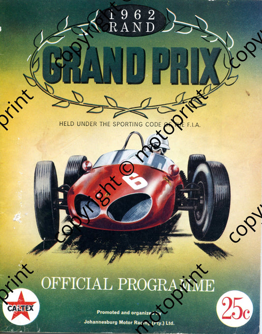1962 Rand GP 001; entry lists GP, saloons, touring, GT, motorcycle 001