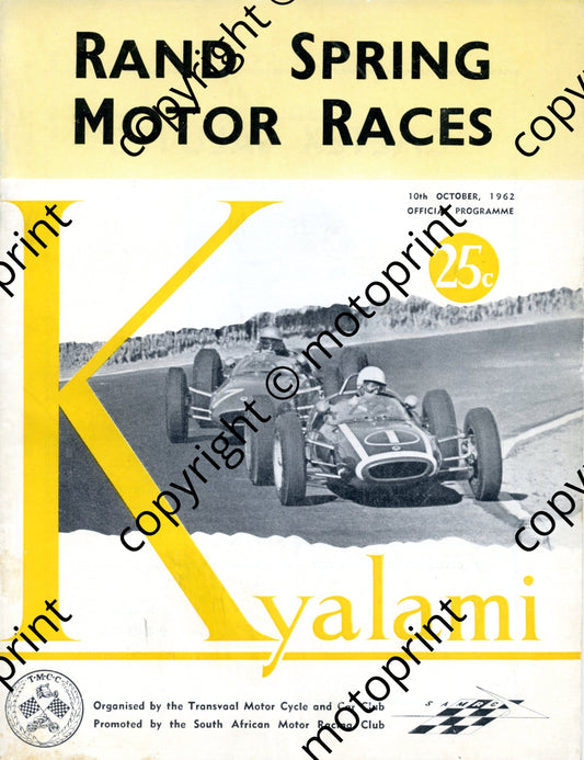 1962 Rand Spring001; entry lists main, motorcycles, saloons, sports and GT 001