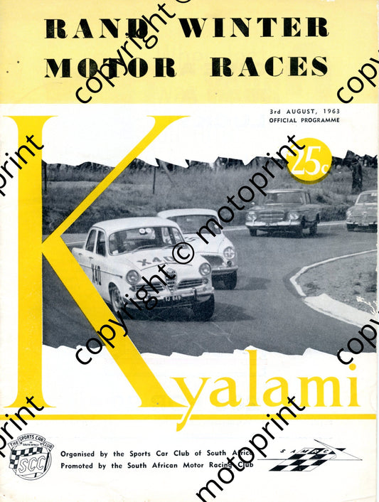 1963 Rand Winter races 001; entry lists main, touring, sports cars, historic trial
