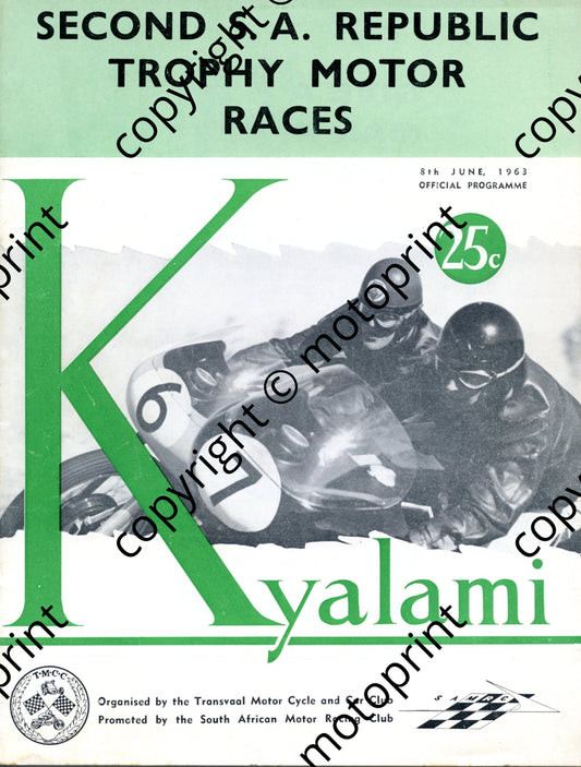 1963 Republic Trophy 001;  entry list; main, motorcycles, GT, saloons, sports cars 001