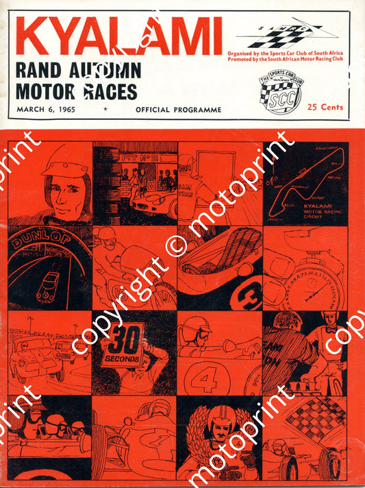 1965 Rand Autumn; entry lists main with corrections, motorcycles, Tvl prod car, SA saloons large, SA saloons small and pic, sports cars 001