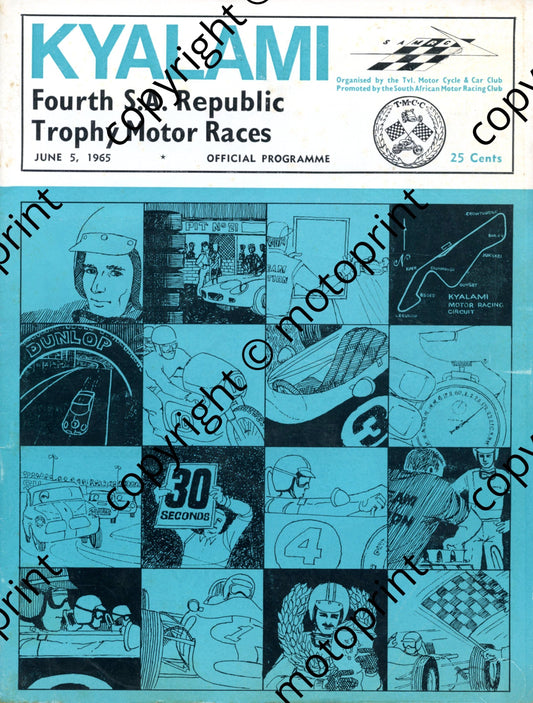 1965 Republic Trophy; entry lists Tvl champ driver pics, main, motorcycle, Tvl prod car, SA sports, SA saloons 001