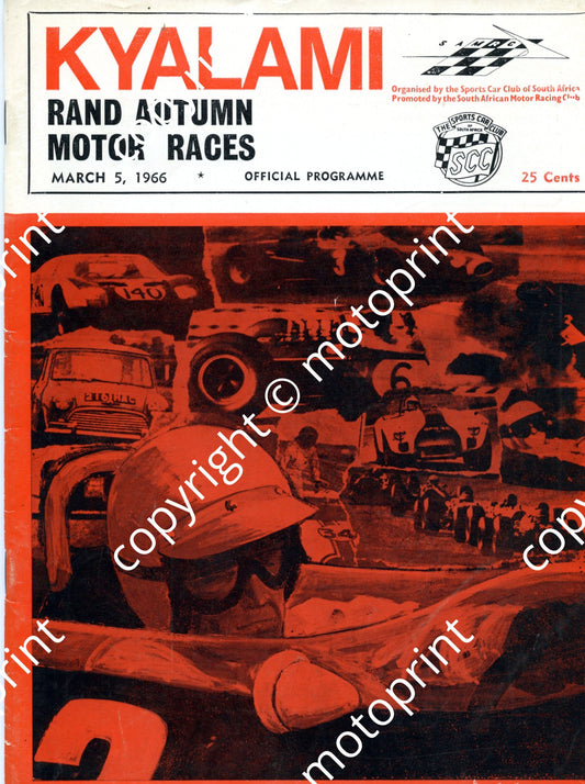 1966 Rand Autumn; entry lists main, motorcycles race and prod, FV, SA saloons, SA sports 001
