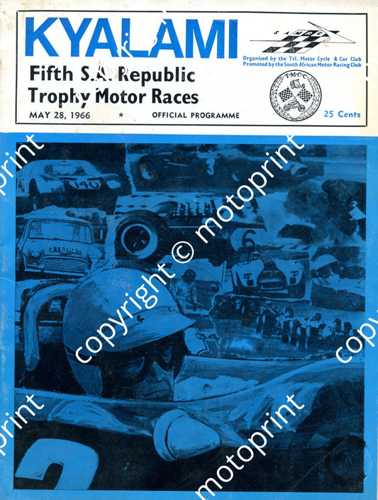1966 Republic Trophy; entry lists FV, motorcycles, main, Onyx, SA saloons, SA sports 001