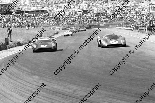 1967 7 Lola Hawkins Love_ 7 Ferrari P4 Piper Attwood_ 25 Elfin Jos Viljoen Meyer Botha (courtesy Ken Stewart) 291