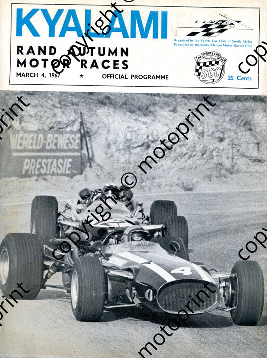 1967 Rand Autumn; entry lists FV, SA saloon, SA sports, main ss, Onyx, motorcycles 001