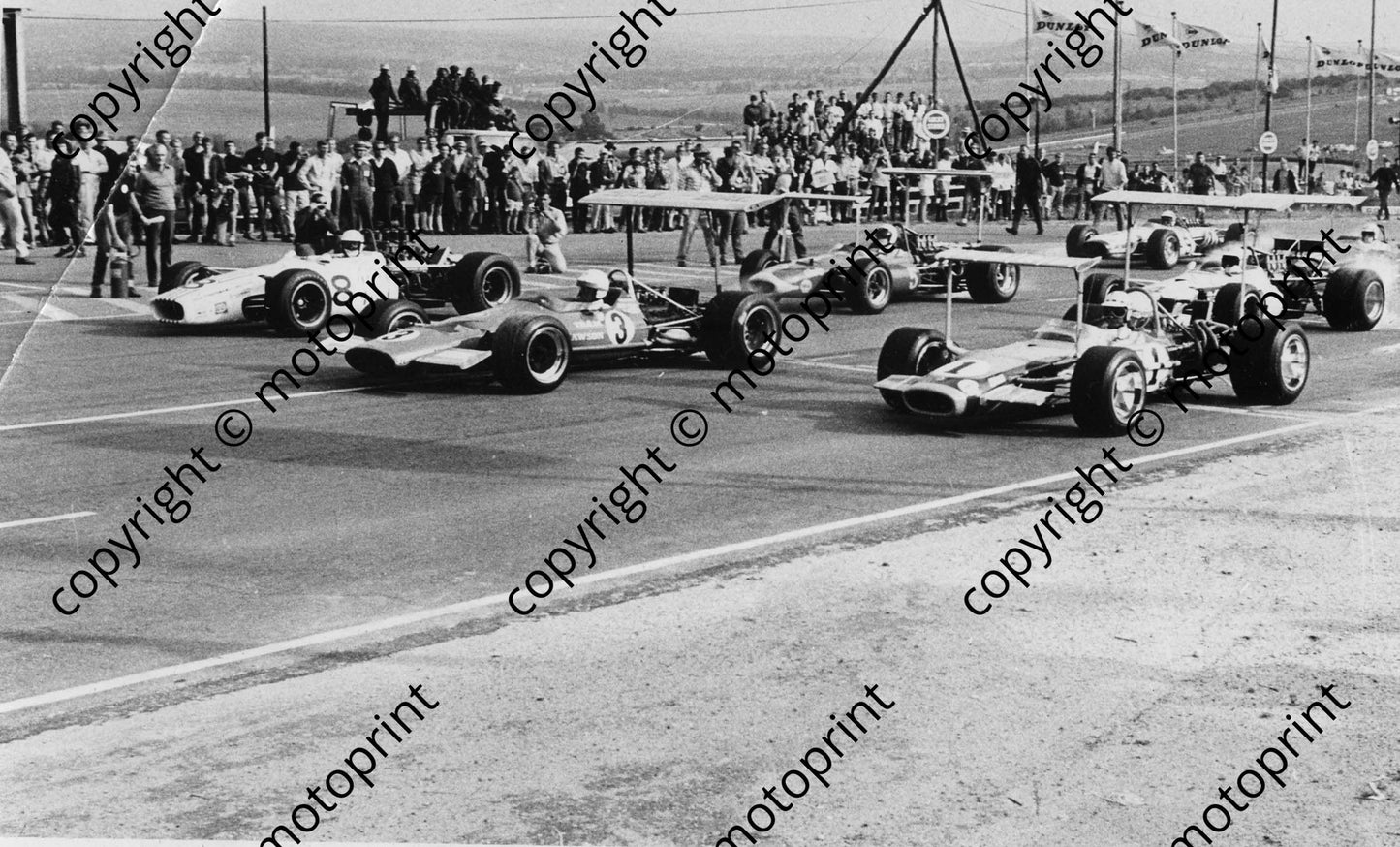 1969 Kya grid John Love Lotus 49_ Basil van Rooyen McLaren M7_ Jackie Pretorius Lola T140 (Malcolm Sampsony)