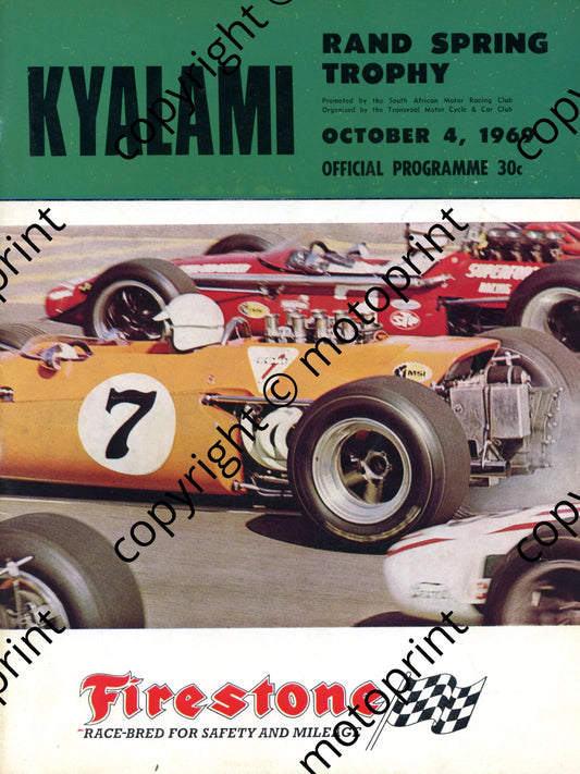 1969 Rand Spring; entry lists Bardahl FV, Bardahl FV and FF, motorcycles, SA saloons, F1, Onyx  001