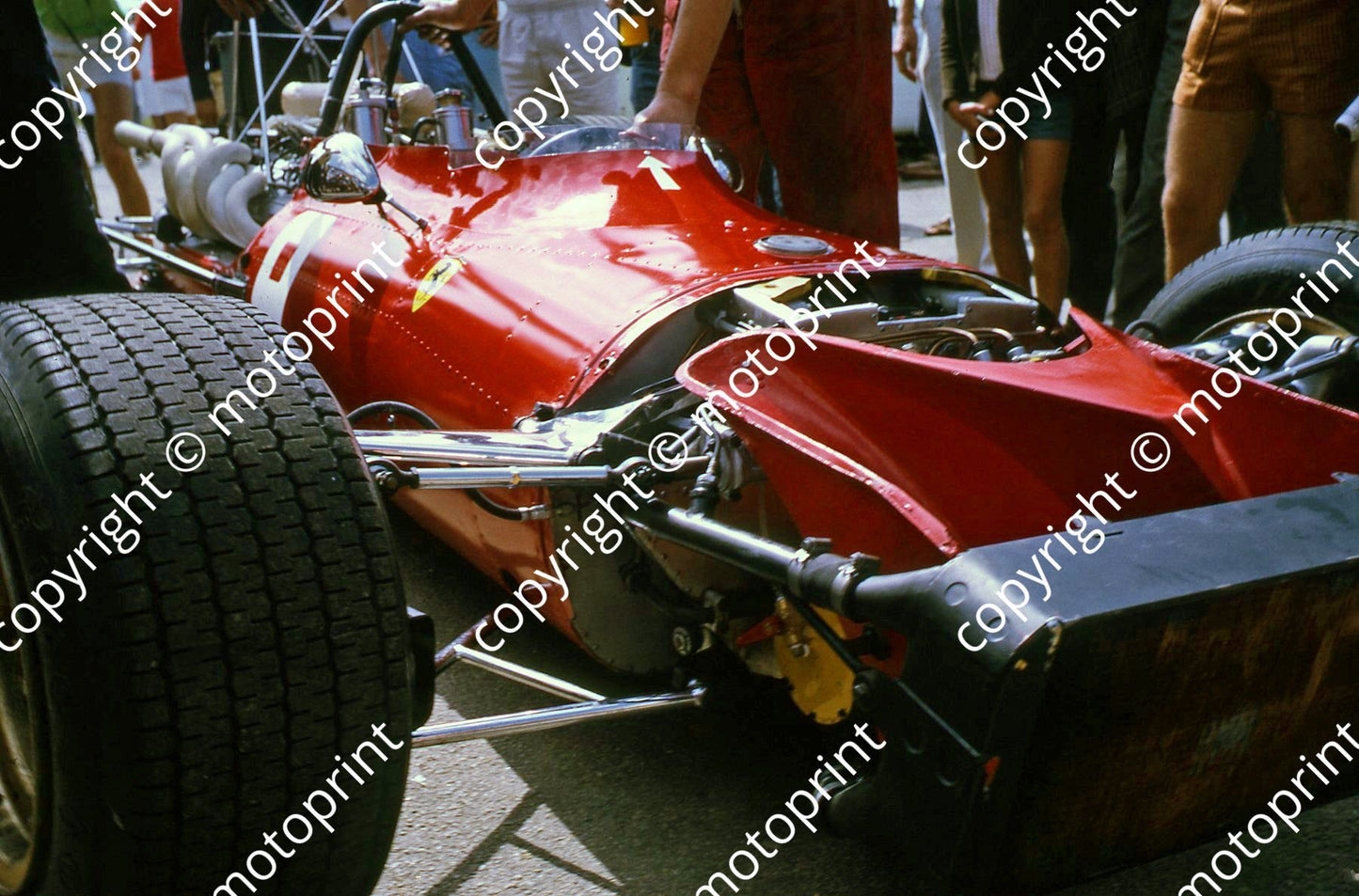 1969 SA GP Ferrari 312 front detail pits (thanks Vito Momo via G Cavalieri) 045