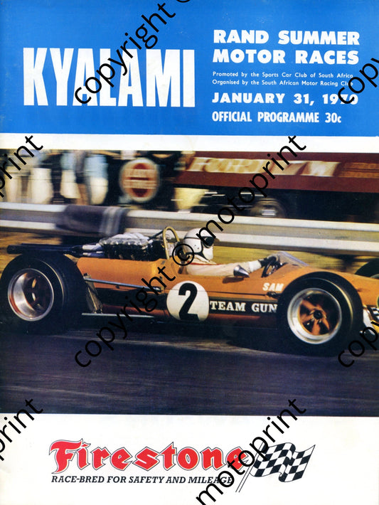 1970 Rand Summer; notes intnl motorcyclists, entry list motorcycle, SA saloons, FF. FV. F1 5000, Star prod car 001