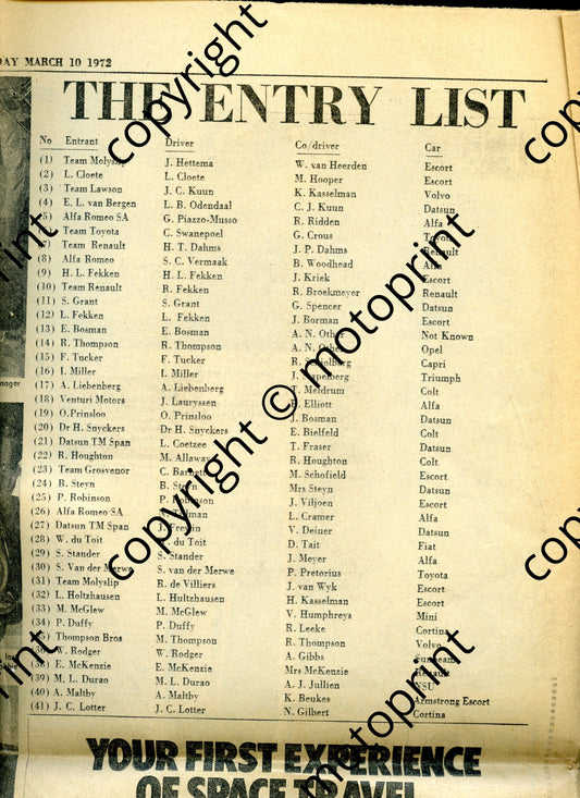 1972 Pretoria News Rally entry561