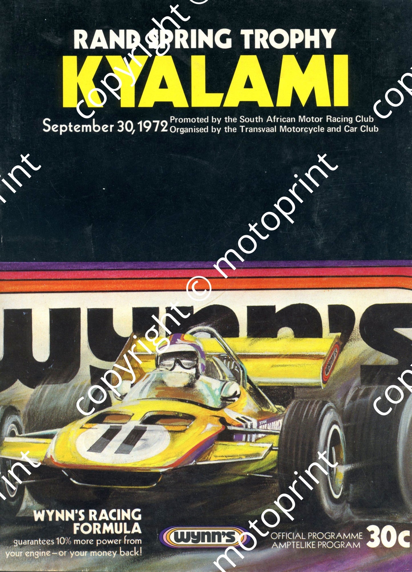 1972 Rand Spring; entry lists motorcycle, FV, FF. F1, Star Prod, F1 lap chart completed 001