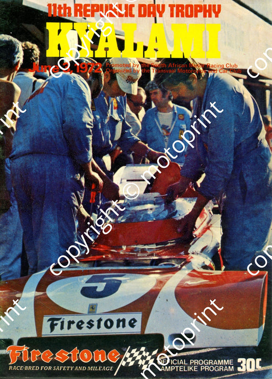 1972 Republic Trophy; entry lists motorcycle, FV, FF, F1, Star Prod 001