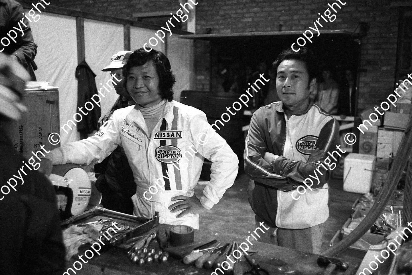 1973 9 hr 15 Takahashi in Datsun team pits night (permission Roger Swan)
