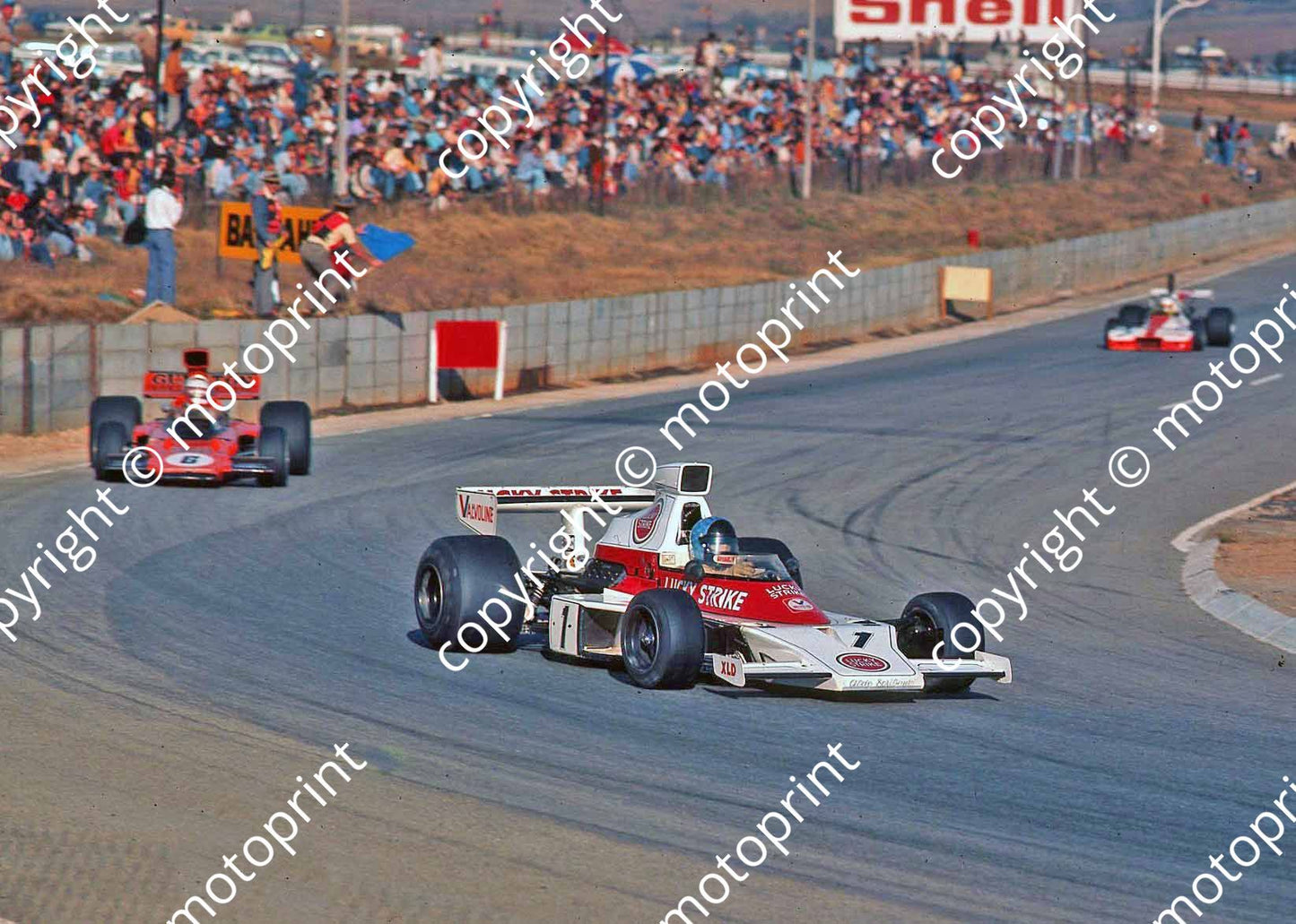 1974 Kya SS 1 Charlton McL M23 6 P Driver Lotus 72 7 M Domingo BT33 cleaned 5x7 (permission Malcolm Sampson Motorsport Photography) 197