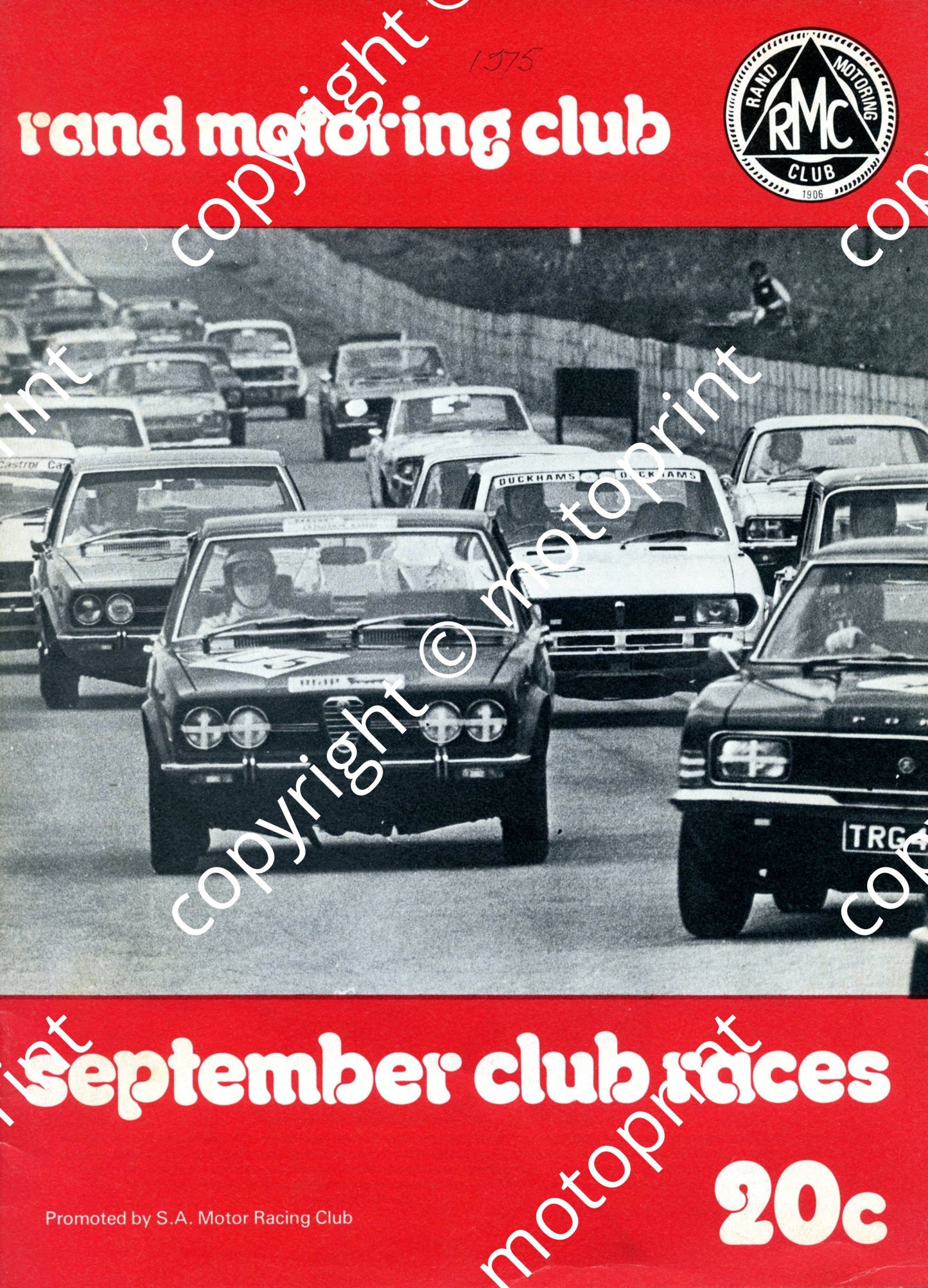 1975 RMC Sept Club; entry lists sidecars, motorcycles, clubmans, historic, Gp1, FF, Star mod 001