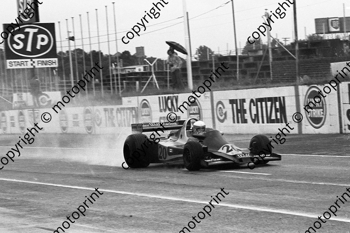 1977 SA GP 20 Jody Scheckter Wolf WR1 rain prac (permission Malcolm Sampson Motorsport Photography)