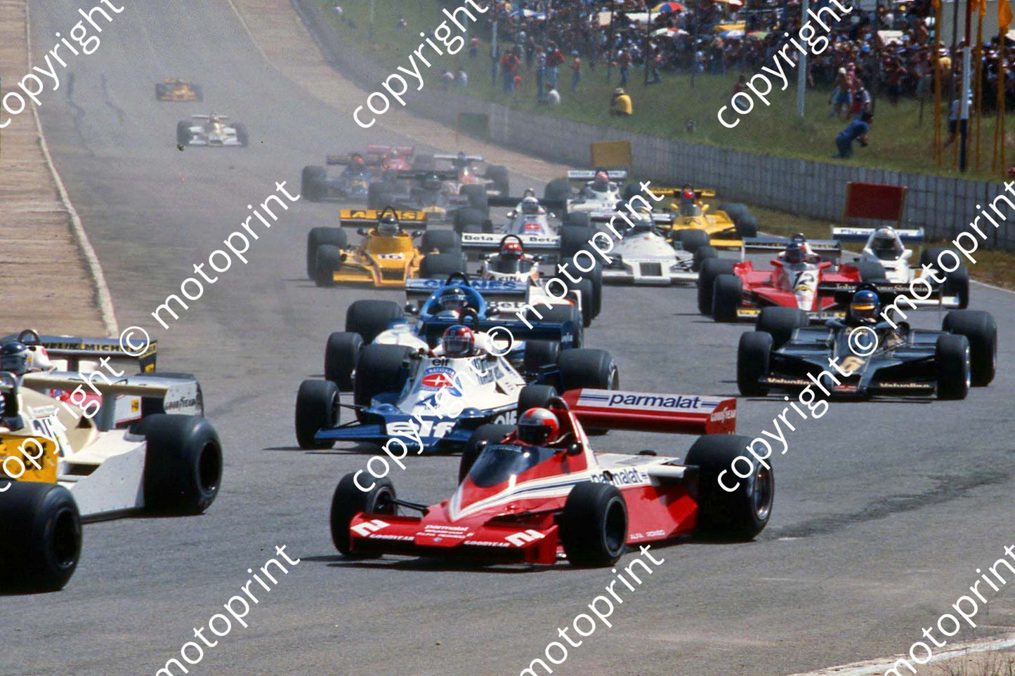 1978 SA GP 2 John Watson BT46-3, 4 Patrick Depailler Tyrrell 008, 6 Ronnie Peterson Lotus (courtesy Roger Swan)