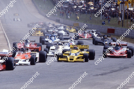 1978 SA GP 7 Hunt Mclaren, 35 Patrese Arrows, 15 Jabouille Renault,  2 John Watson BT46-3  (courtesy Roger Swan)