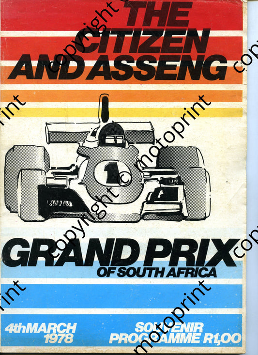 1978 SA GP; entry list FF, GP, FF feature, driver car profiles