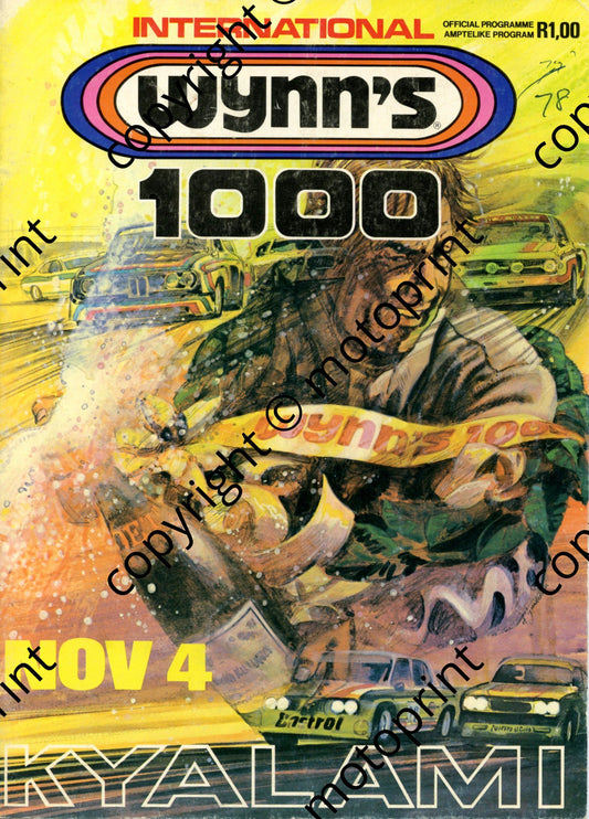 1978 Wynns 1000; SA drivers andcar pics, entry list 001
