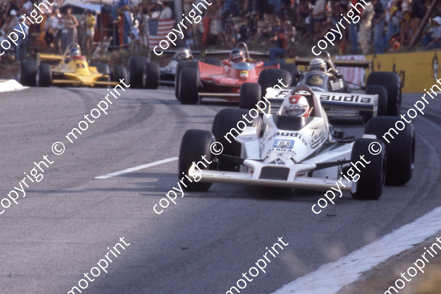 1979 SA GP 28 Clay Regazzoni Williams FW06-003 29 Riccardo Patrese Arrows A1 12 Gilles Villeneuve Ferrari 312T4 (courtesy Roger Swan)