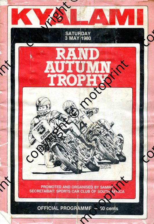 1980 Rand Autumn; entry lists clubmans, classic cars, FF, Gp1, Formula SA, superbikes, Mnf Chal, Star mod 001