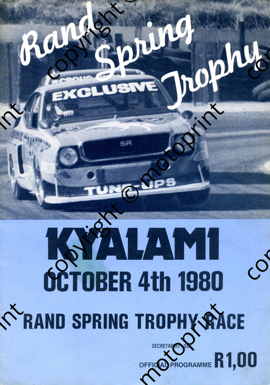 1980 Rand Spring; entry lists clubmans, classic cars, FF, FV, Gp1, Formula SA, superbikes, Mnf Chall, Star mod  001