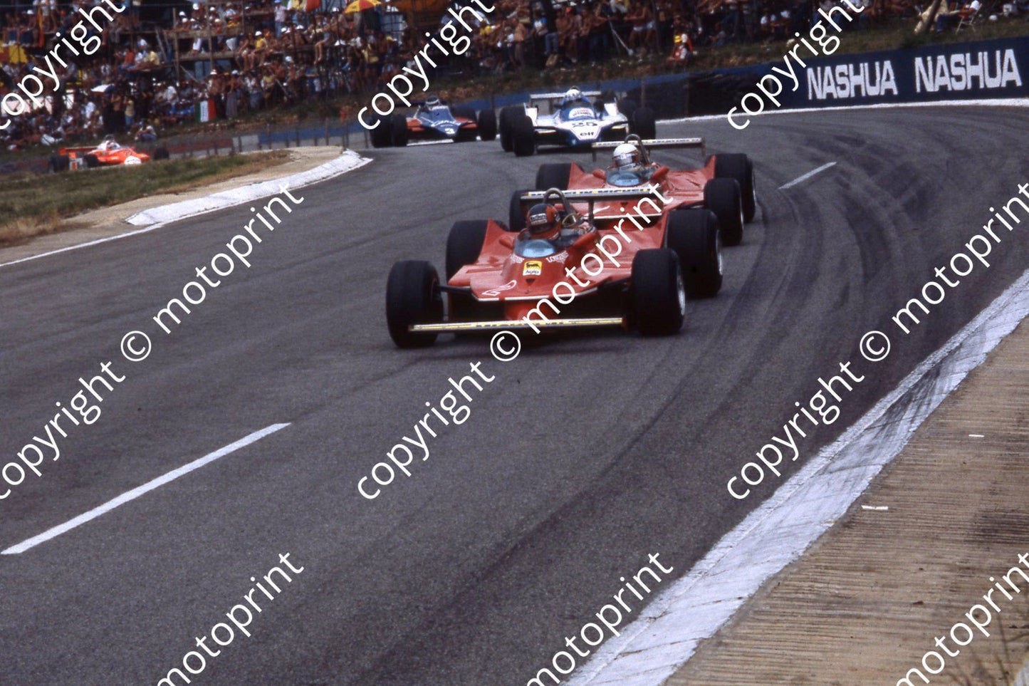 1980 SA GP 2 Gilles Villeneuve 1 Jody Scheckter Ferrari 312T5s (permission Malcolm Sampson Motorsport Photography)