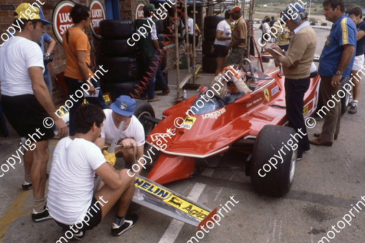 1980 SA GP 2 Gilles Villeneuve Ferrari 312T5 pits (permission Malcolm Sampson Motorsport Photography)