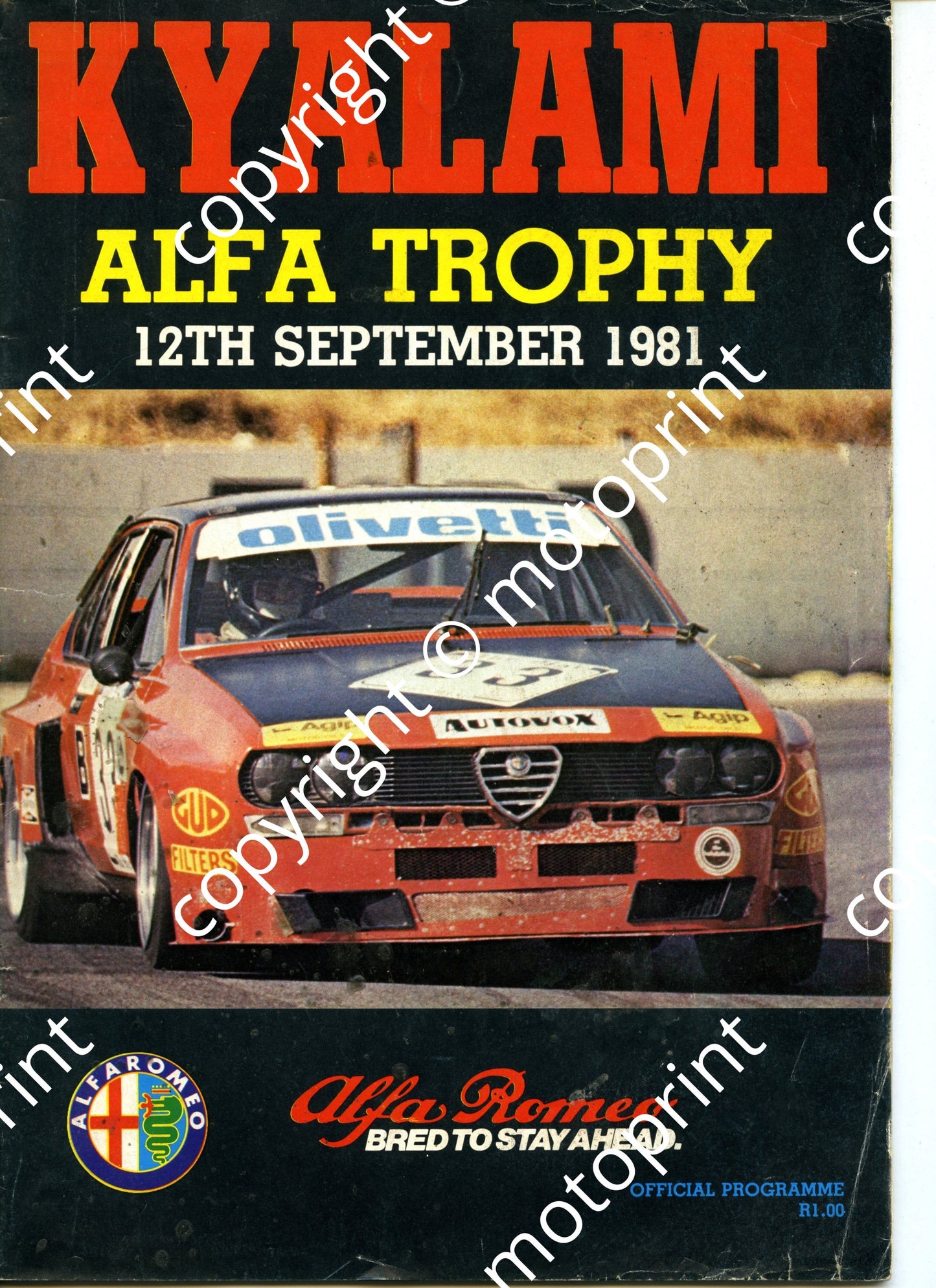 1981 Kyalami Sept Alfa Trophy; entry Sigma, car driver profiles Sigma, pics FF, FV, Gp1, Star mod cars prog041