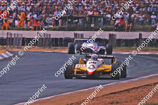 1982 SA GP 15 Alain Prost Renault RE30B 26  Jacques Laffite Ligier (thanks Roger Swan)