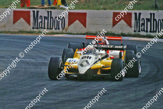 1982 SA GP 16 Rene Arnoux Renault RE30B 23 Giacomelli Alfa 179D (thanks Roger Swan) (1)