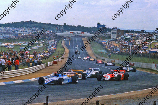 1982 SA GP 25 Eddie Cheever Ligier JS17B-Matra V12 8 Lauda 10 Salazar 1 Piquet (thanks Roger Swan)