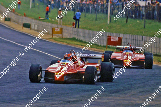 1982 SA GP 27 Gilles Villeneuve Ferrari 126C2 28 Didier Pironi Ferrari 126C2 (thanks Roger Swan) (2)