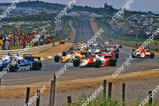 1982 SA GP 3 Alboreto Tyrrell 5 Reutemann Williams FW07C 7  John Watson McL MP4B 10 Eliseo Salazar ATS (thanks Roger Swan)