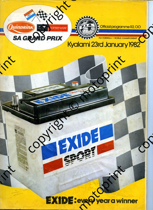 1982 SA GP; profiles cars and drivers, historic car feature prog058