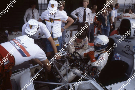 1982 9hr 2 Porsche 936 Hans Heyer in hat, Volker Merl, Dieter Schornstein