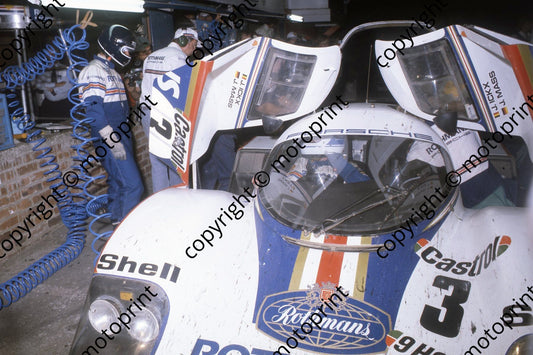 1982 9hr 3 Porsche 956 Ickx alongside, Mass in car, night stop(13)