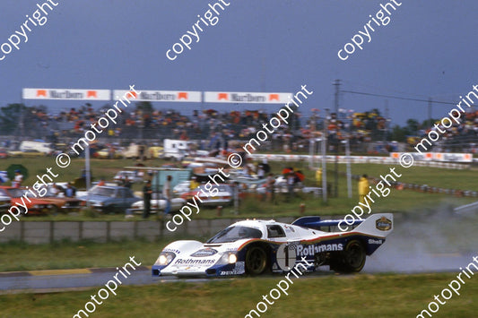 1983 Castrol 1000 1 rain Jackie Ickx, Jochen Mass Porsche 956 NOTE BODY DAMAGE WHILE ICKX IN CAR (courtesy Roger Swan)