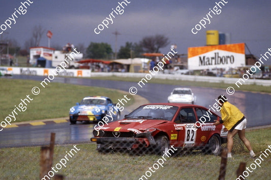1983 Castrol 1000 82 Arnold Chatz Eric Sanders Alfa GTV6 rain off at Barbeque (courtesy Roger Swan) (2)