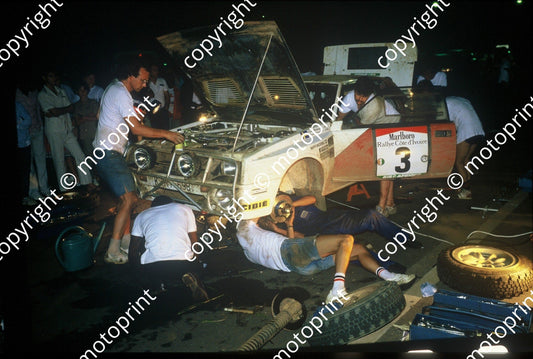 1983 Ivory Coast 3 Bjorn Waldegard, Hans Thorszelius Toyota Celica night service (courtesy Roger Swan) (3)