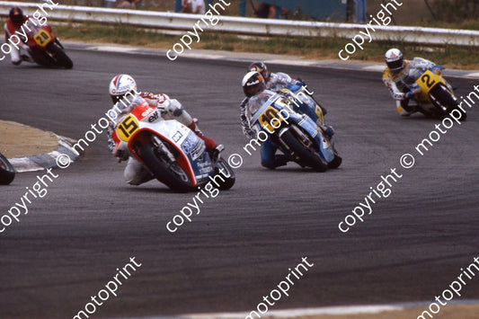 1983 MC SA GP 500 15 Sergio Pellandini Suzuki 10 Fontan Yamaha 7 Sheene 2 Reggiani Suzukis  (permission Roger Swan)